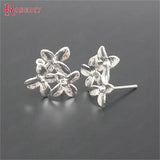 10PCS 16x14MM Brass Flower Stud Earrings Pins Jewelry Making