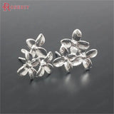 10PCS 16x14MM Brass Flower Stud Earrings Pins Jewelry Making