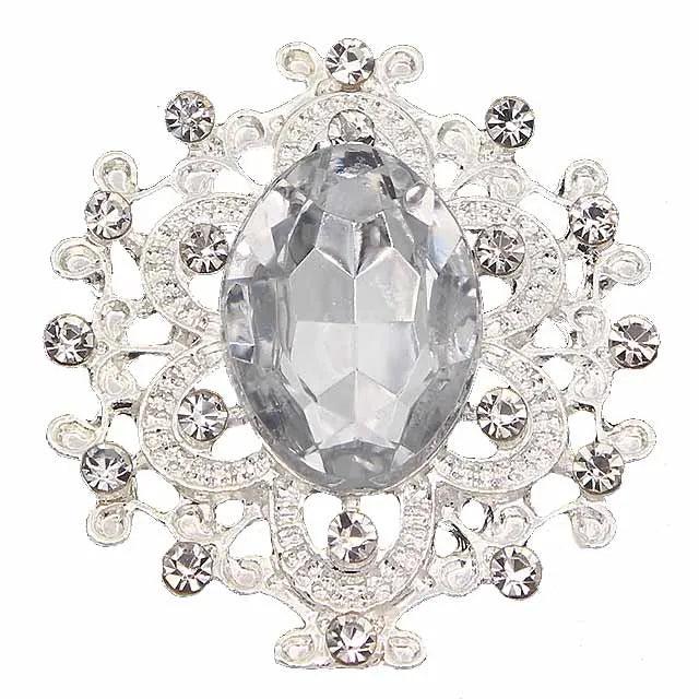 10Pcs/lot 24*28mm Rhinestone Buttons Silver DIY Wedding Scrapbooking
