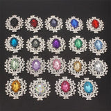10Pcs/lot 24*28mm Rhinestone Buttons Silver DIY Wedding Scrapbooking