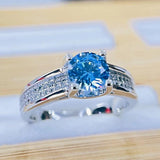 6.5mm Sea 5A Zircon Silver 925 Ring For Women Wedding