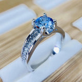 6.5mm Sea 5A Zircon Silver 925 Ring For Women Wedding
