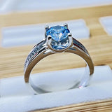 6.5mm Sea 5A Zircon Silver 925 Ring For Women Wedding
