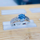 6.5mm Sea 5A Zircon Silver 925 Ring For Women Wedding