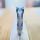 6.5mm Sea 5A Zircon Silver 925 Ring For Women Wedding