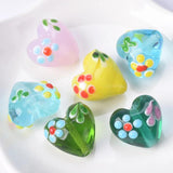 10pcs Heart Shape Patterns Lampwork Glass Beads for DIY Crafts