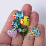 10pcs Heart Shape Patterns Lampwork Glass Beads for DIY Crafts