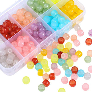 200pcs Glass Jade Barrel Beads DIY Set