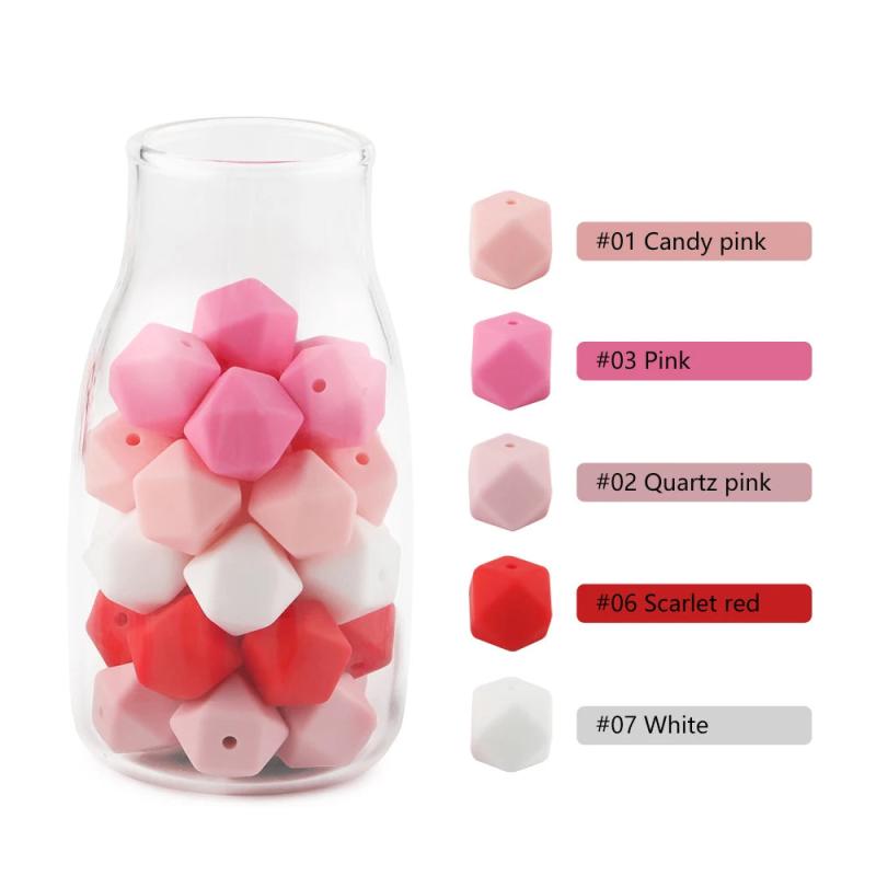 Kovict 20pcs Hexagon Silicone Beads 14mm DIY Jewelry Making Bulk