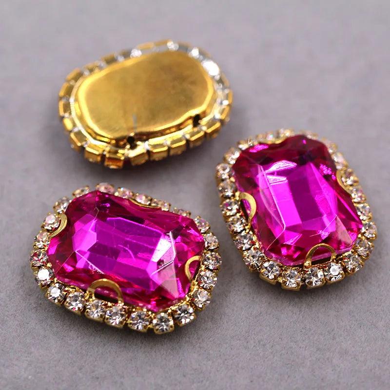 Rose Red Rhinestone Crystal Button for Wedding Dress