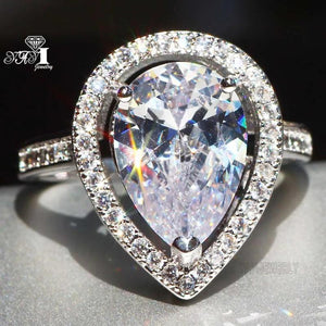 YaYI Princess Cut Moissanite Zircon Silver Engagement Ring