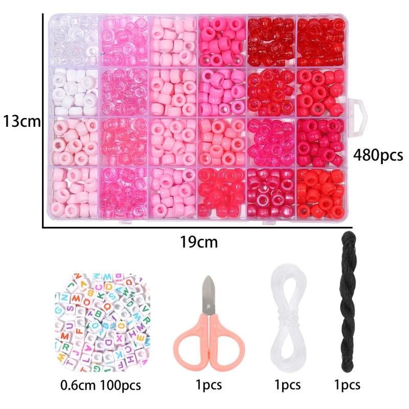 480pcs Boxed Pony Beads Kit for DIY Craft Jewelry Bracelets Making