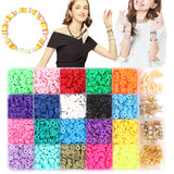 24 Colors 6mm Flat Round Clay Beads for Bracelet Making Kit