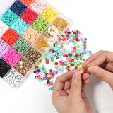 24 Colors 6mm Flat Round Clay Beads for Bracelet Making Kit