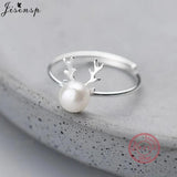 Deer Antlers Adjustable Ring 925 Silver Christmas Jewelry