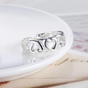 925 Silver Heart Rings for Women Size 7 8 9 Wedding Jewelry