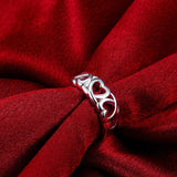 925 Silver Heart Rings for Women Size 7 8 9 Wedding Jewelry