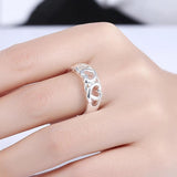 925 Silver Heart Rings for Women Size 7 8 9 Wedding Jewelry