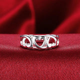 925 Silver Heart Rings for Women Size 7 8 9 Wedding Jewelry