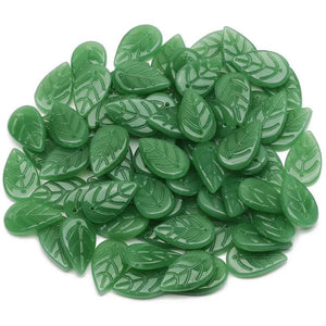 Green Czech Glass Beads 18x11mm Leaf Shape Loose Beads