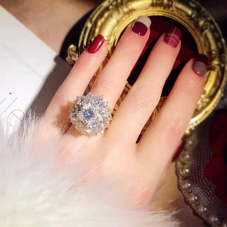 Christmas Tree Diamond Ring Women Open Zircon Ring