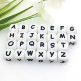 50Pcs Silicone Bead Letters 12mm DIY Bracelet Pacifier Chain Jewelry Making