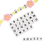 50Pcs Silicone Bead Letters 12mm DIY Bracelet Pacifier Chain Jewelry Making