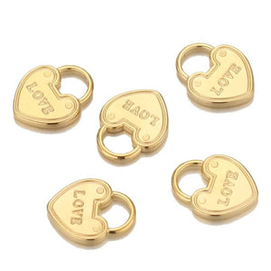 5pcs Stainless Steel Heart Lock Love Charms Pendants for DIY Jewelry Making