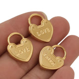 5pcs Stainless Steel Heart Lock Love Charms Pendants for DIY Jewelry Making