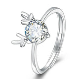 Zircon Deer Ring 925 Sterling Silver Engagement Jewelry Girl Christmas Gift