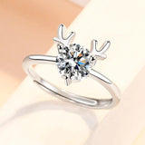 Zircon Deer Ring 925 Sterling Silver Engagement Jewelry Girl Christmas Gift