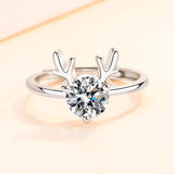 Zircon Deer Ring 925 Sterling Silver Engagement Jewelry Girl Christmas Gift
