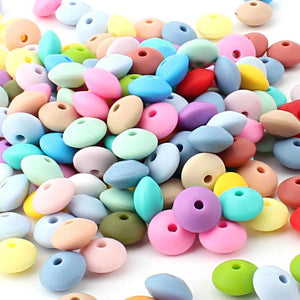 100Pcs 12MM Lentil Silicone Beads DIY Nipple Chewing Pacifier Chain Making BPA