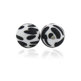 10Pcs Silicone Beads 15mm Print Round Baby Teether DIY Chew Charm Necklace
