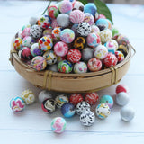 10Pcs Silicone Beads 15mm Print Round Baby Teether DIY Chew Charm Necklace