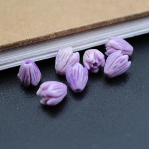 20Pcs 7mm 8mm 10mm Double Colored Carved Jasmine Flower Artificial coral beads