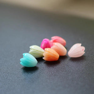 20Pcs 7mm 8mm 10mm Double Colored Carved Jasmine Flower Artificial coral beads