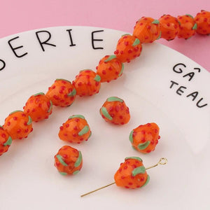 6pcs Ins Girl Heart Ceramic Beads Strawberry Beaded Diy Jewelry Accessories