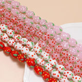 6pcs Ins Girl Heart Ceramic Beads Strawberry Beaded Diy Jewelry Accessories