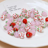 6pcs Ins Girl Heart Ceramic Beads Strawberry Beaded Diy Jewelry Accessories