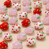 6pcs Ins Girl Heart Ceramic Beads Strawberry Beaded Diy Jewelry Accessories