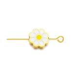 5pcs Enamel Flower Beads Stainless Steel Charms for DIY Jewelry
