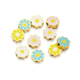 5pcs Enamel Flower Beads Stainless Steel Charms for DIY Jewelry