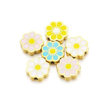 5pcs Enamel Flower Beads Stainless Steel Charms for DIY Jewelry