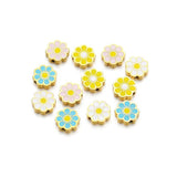 5pcs Enamel Flower Beads Stainless Steel Charms for DIY Jewelry