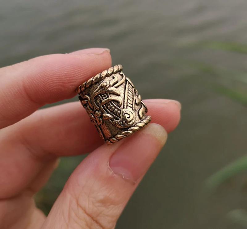 Viking Rune Beard Ornament Big Beads Spacer Metal Ring Tube Hair Braid DIY