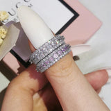 Pink Stones S925 Silver Wedding Band Ring Eternity for Women Bride