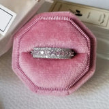 Pink Stones S925 Silver Wedding Band Ring Eternity for Women Bride