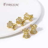 18K Plated Zircon Spacer Beads Double Side Caps for DIY Jewelry Findings