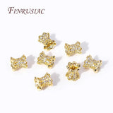 18K Plated Zircon Spacer Beads Double Side Caps for DIY Jewelry Findings